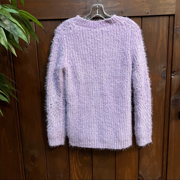 Talbots Fuzzy Eyelash Chenille Crewneck Sweater Lavender Purple - Picture 4 of 4